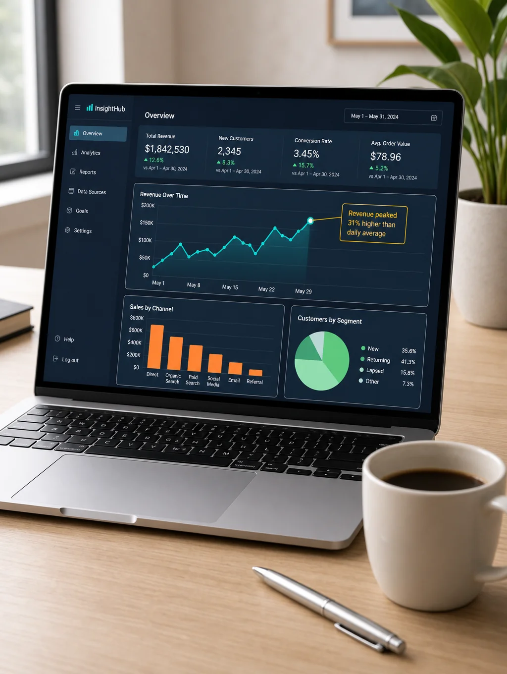 Analytics visualization of SaaS lead generation performance